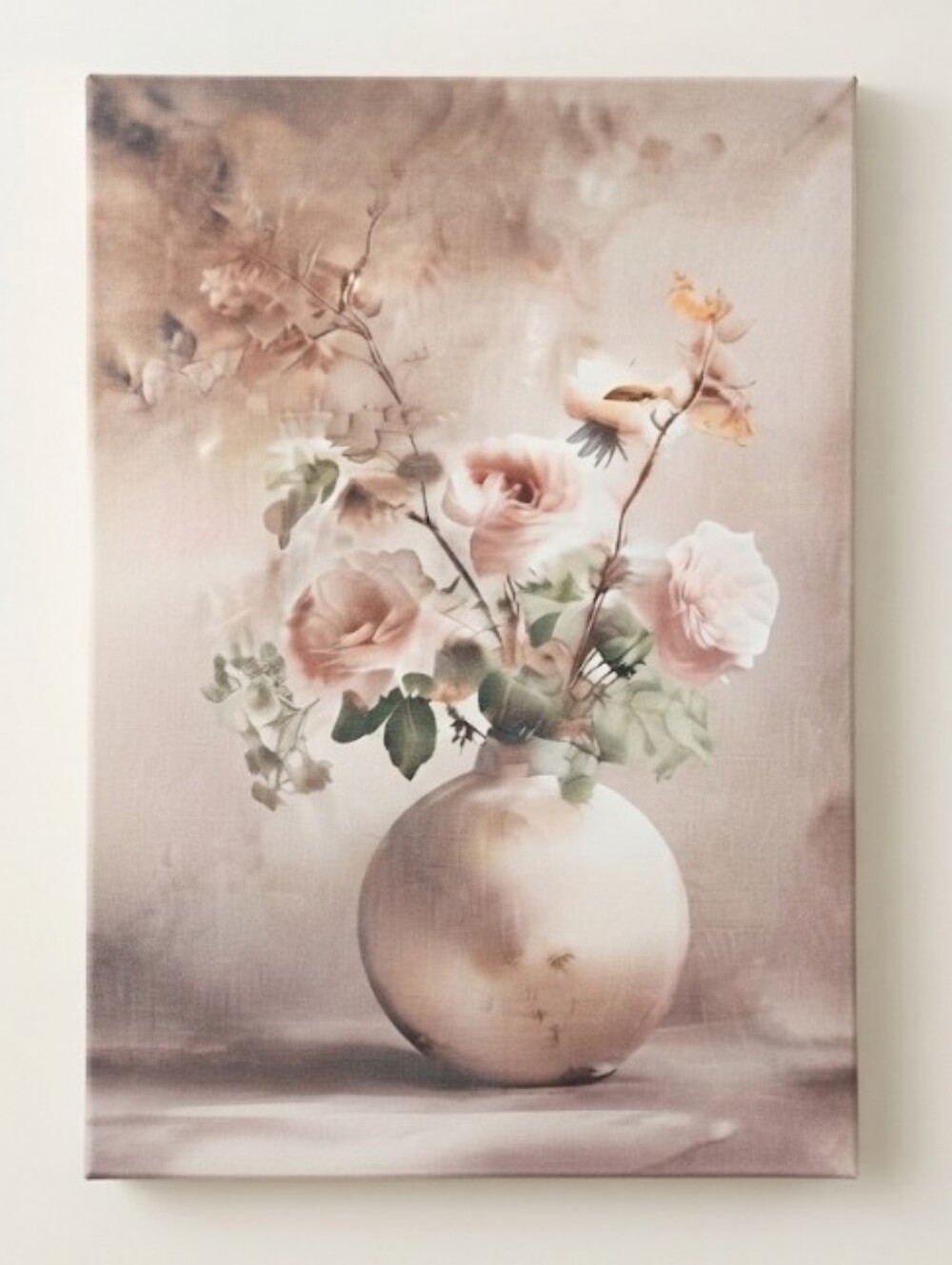 Ethereal Pink Rose Still Life Canvas Print